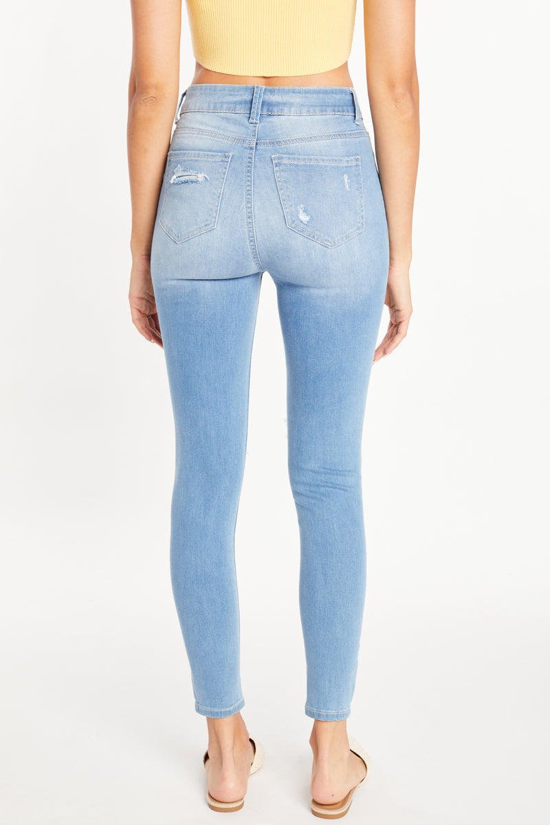 High-rise 5-pocket ankle skinny jeans