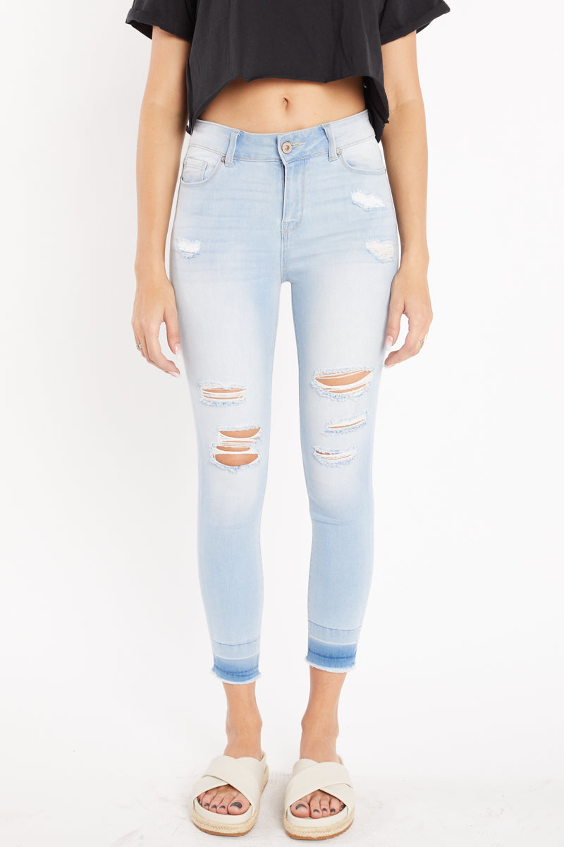 High Rise Destructed Skinny Jeans