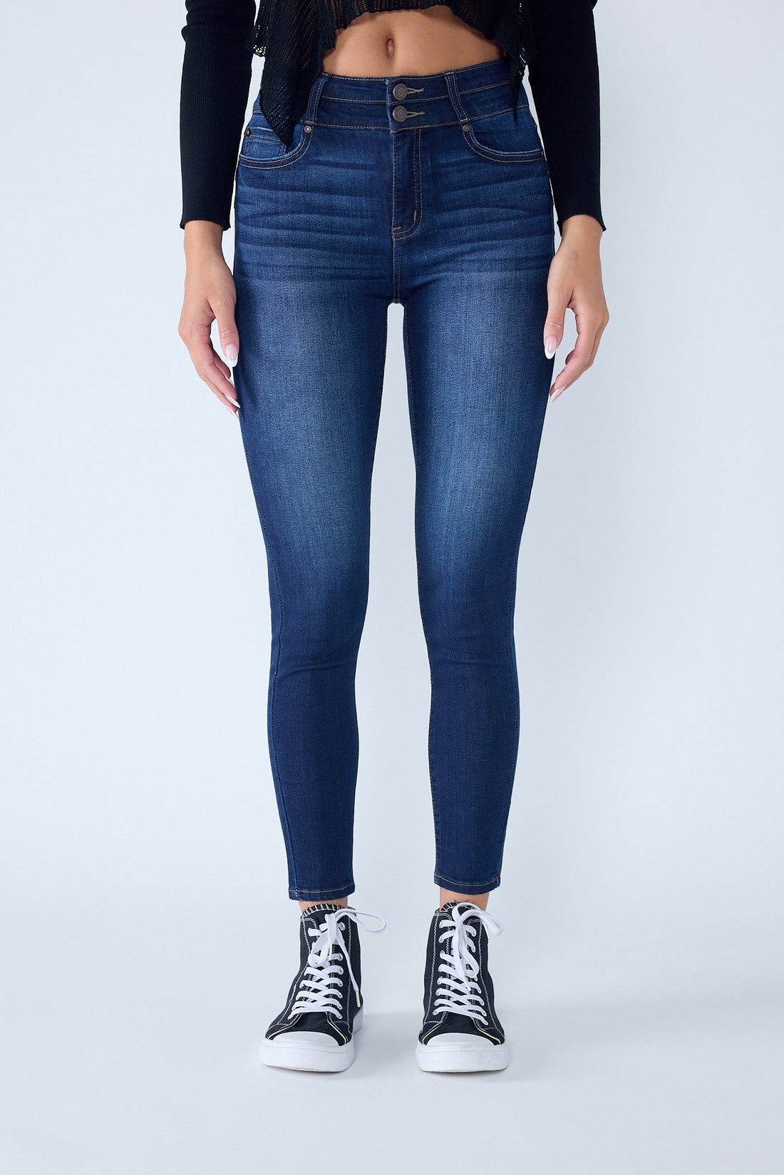 Double Waist High Rise Ankle Skinny Jeans