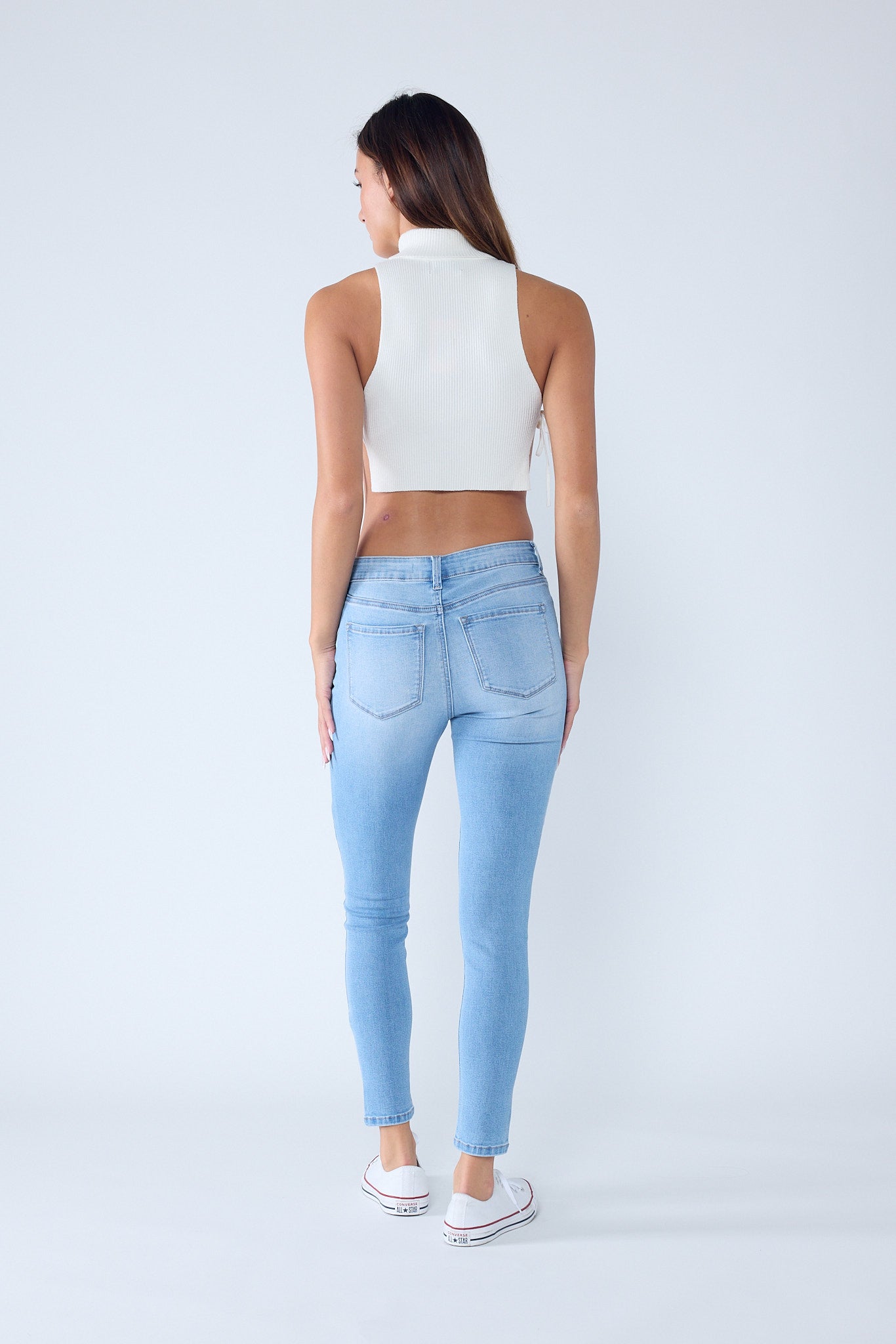 Classic High Rise Skinny Jeans with Hand Sanding