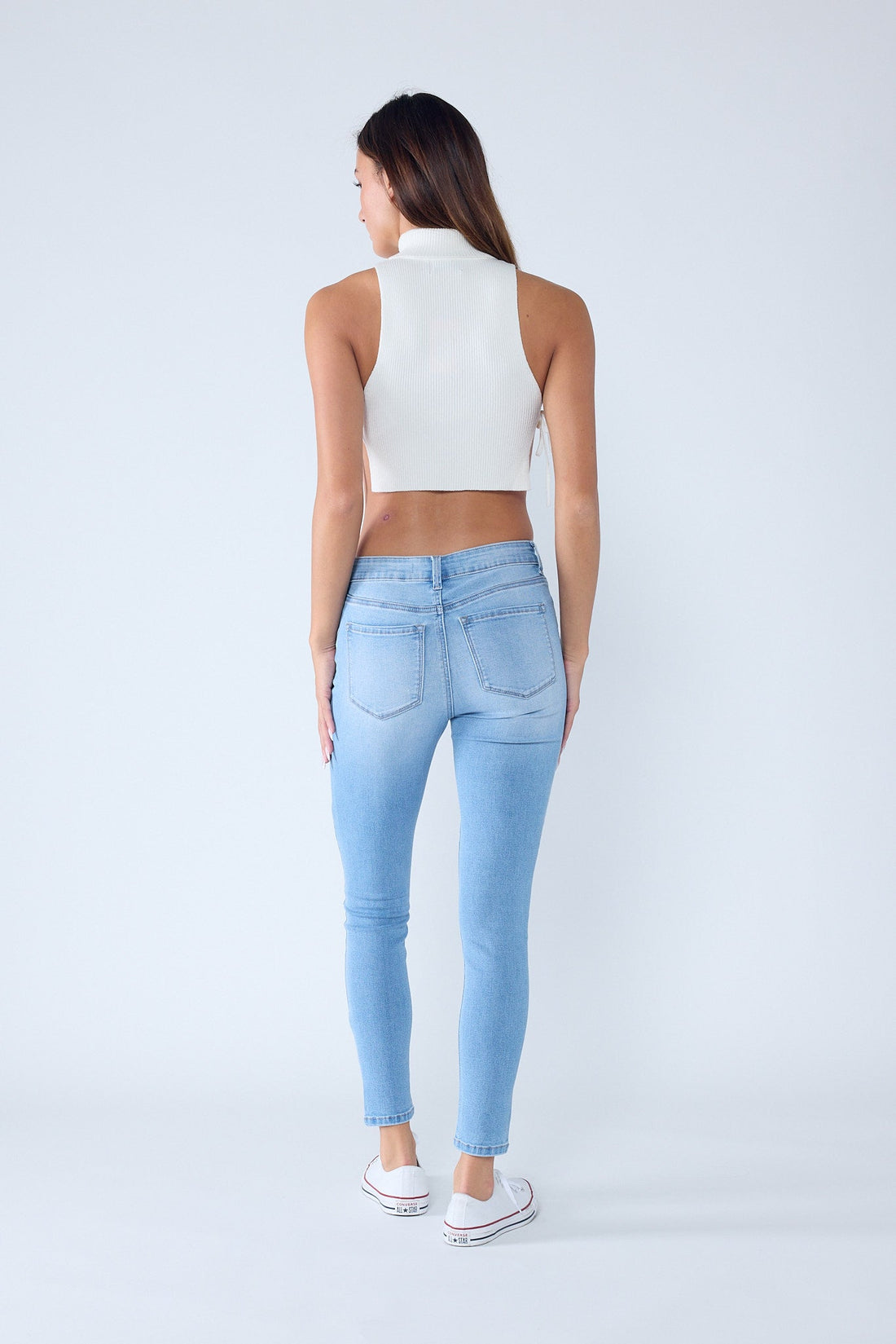 Classic High Rise Skinny Jeans with Hand Sanding
