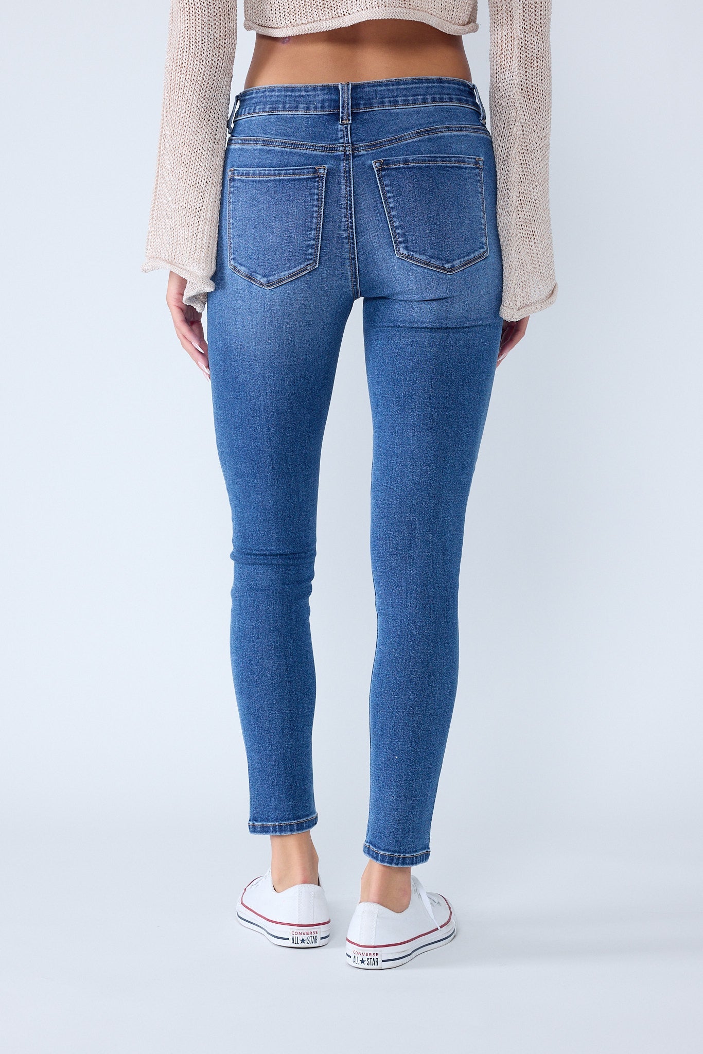 Classic High Rise Skinny Jeans with Hand Sanding