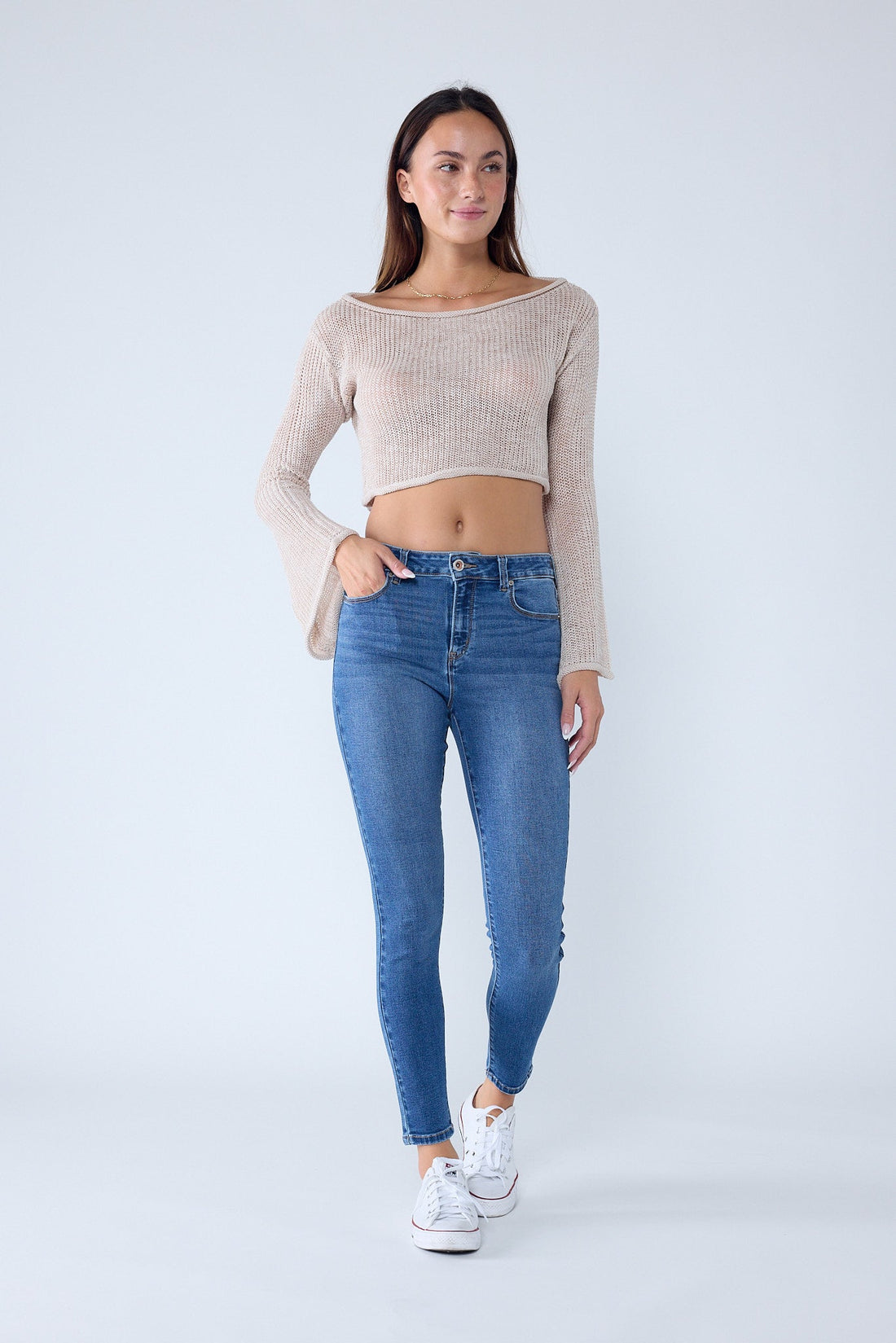 Classic High Rise Skinny Jeans with Hand Sanding