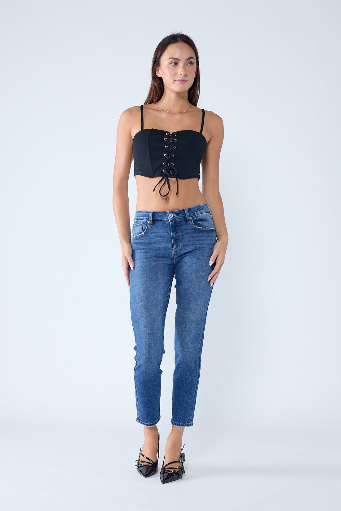 High Rise Stone Wash Classic Skinny Jeans