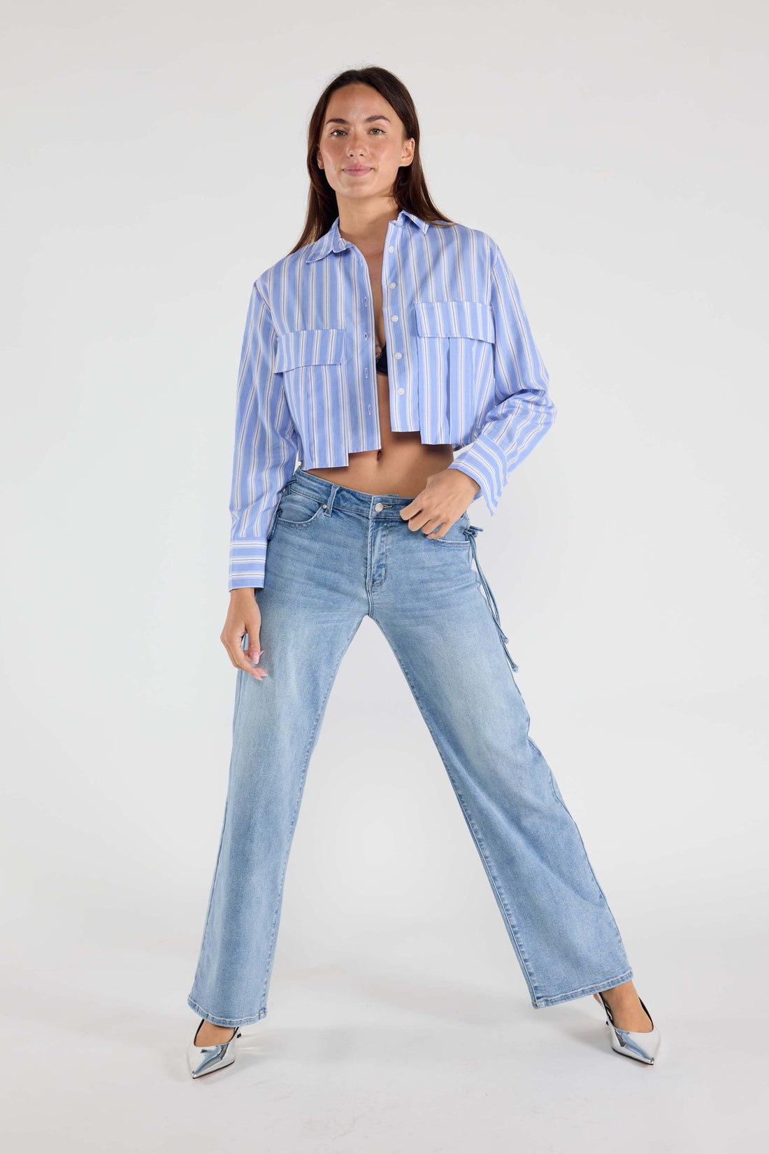 Lace up Side Relaxed Straight Jeans