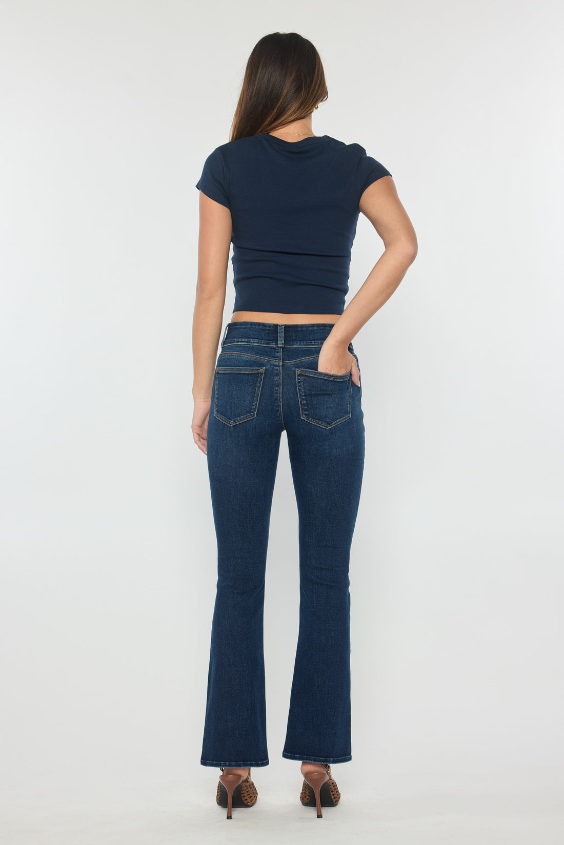 High Rise Two Button Bootcut Jeans