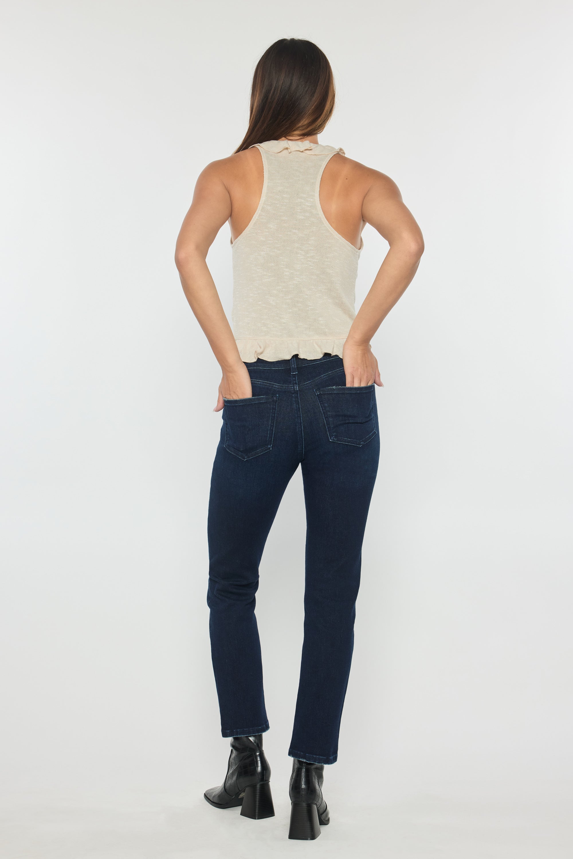 Mid Rise Slim Straight Jeans