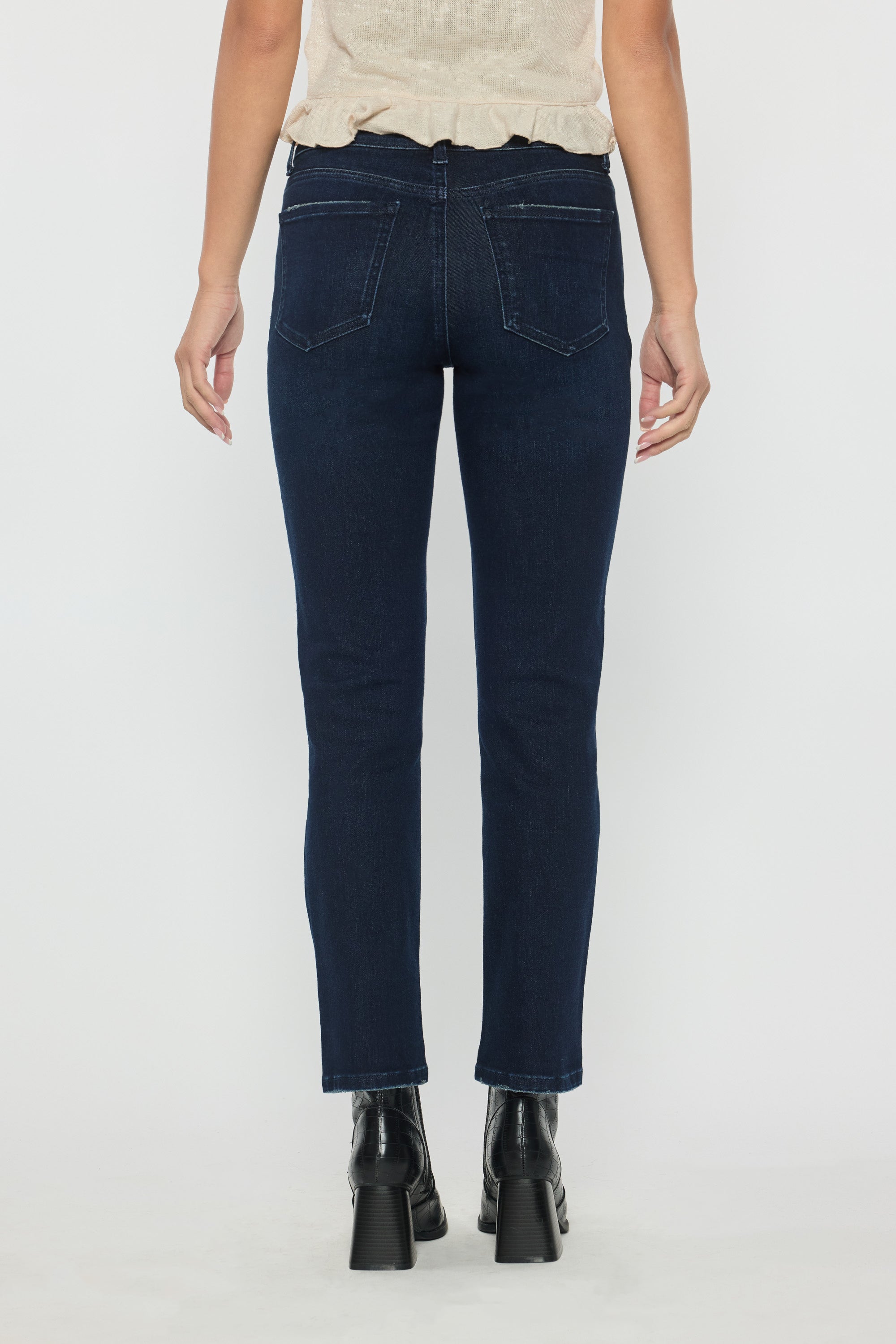 Mid Rise Slim Straight Jeans