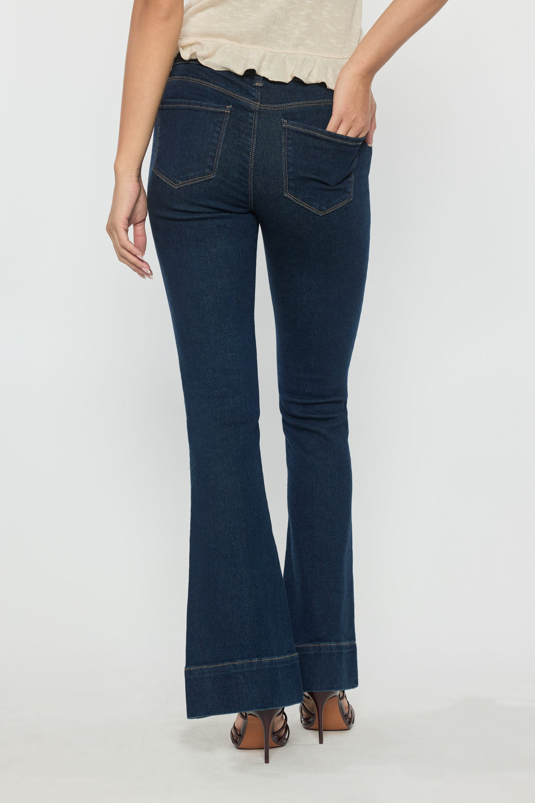 High Rise Seamed Front Wide Leg Jeans