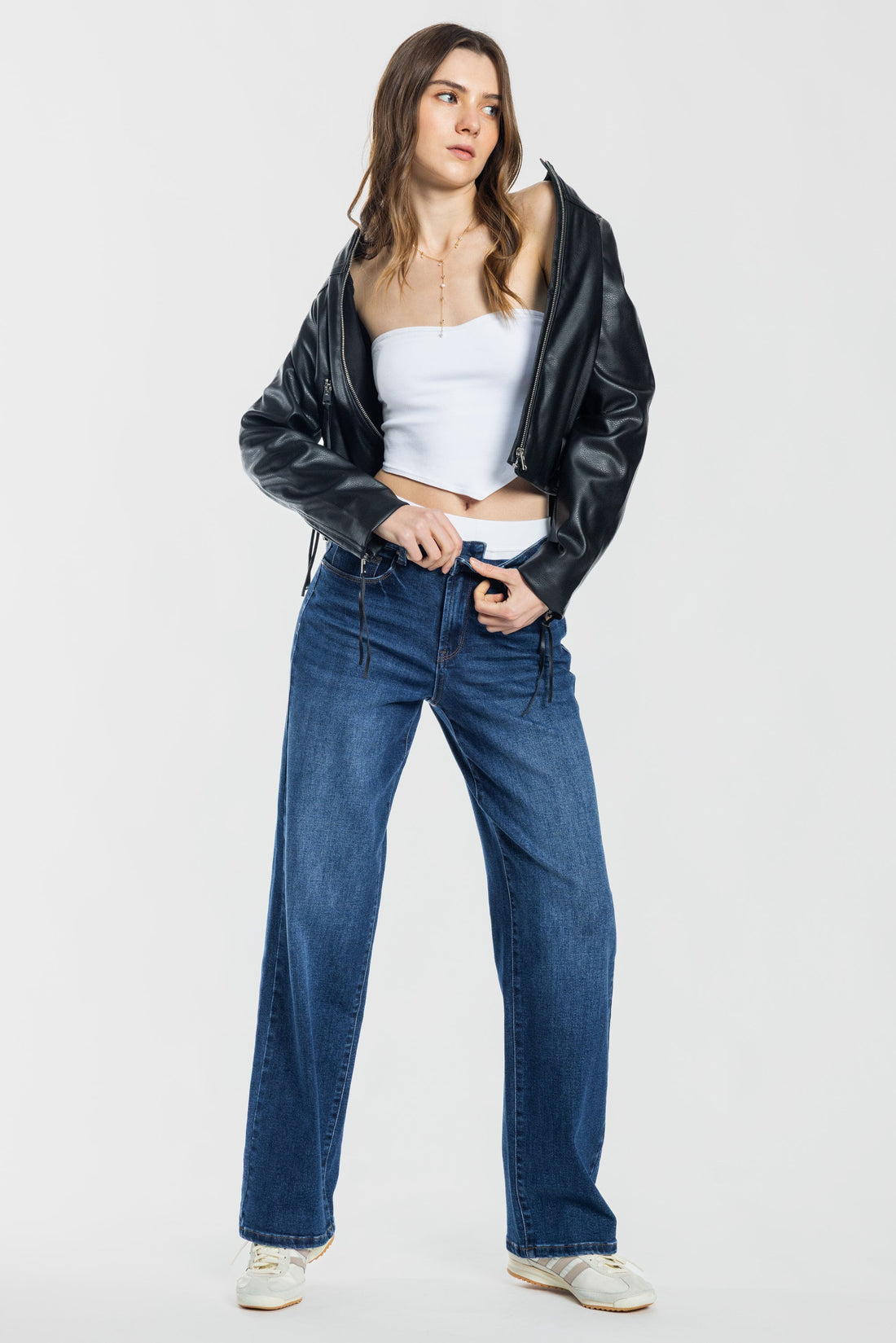 Mid Waist Loose Straight Jeans