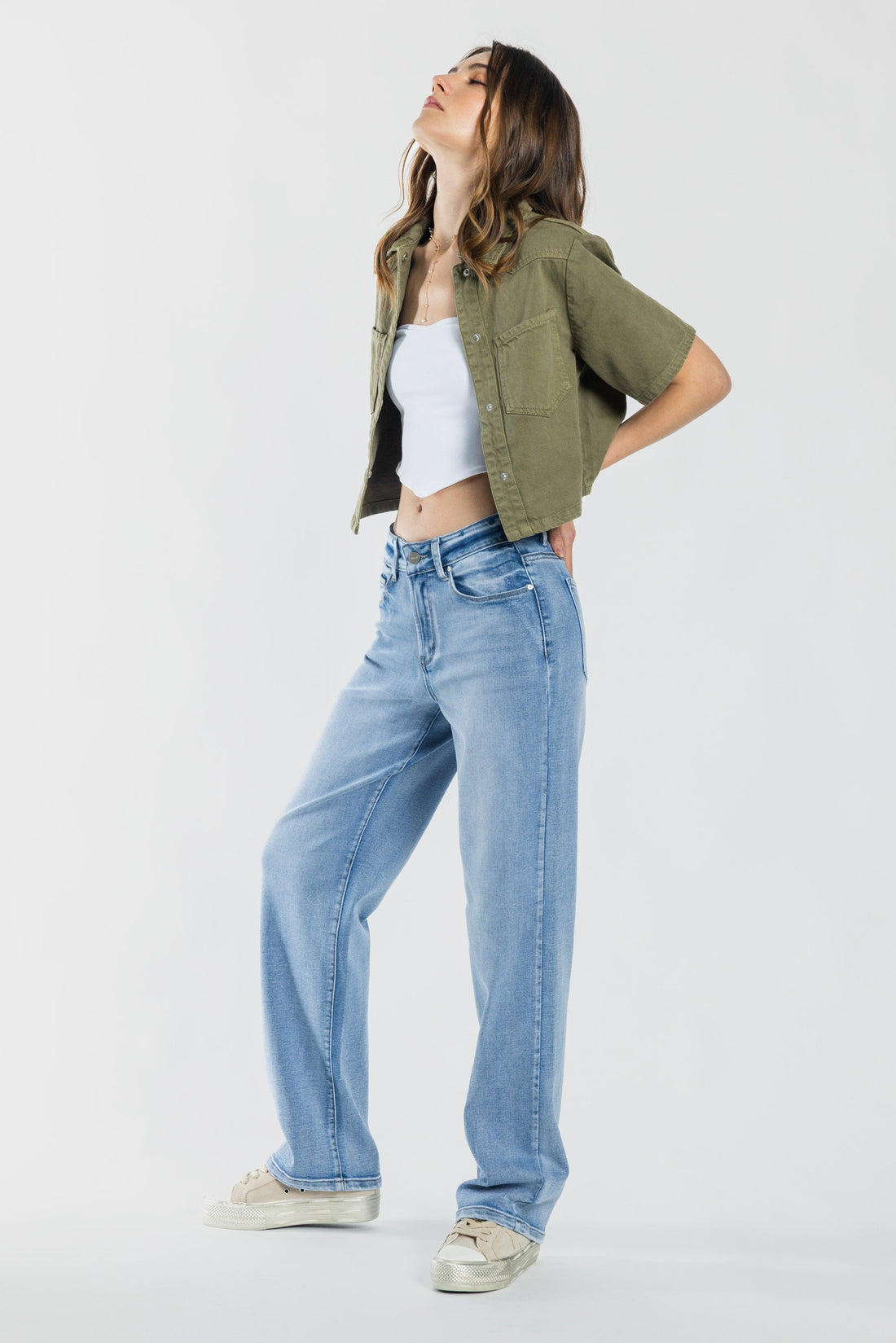 Mid Waist Loose Straight Jeans