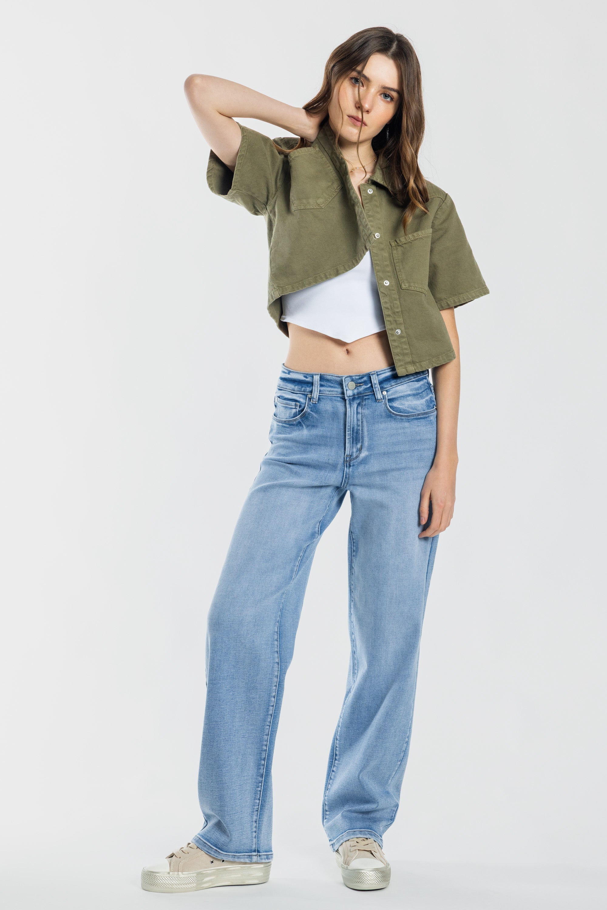 Mid Waist Loose Straight Jeans