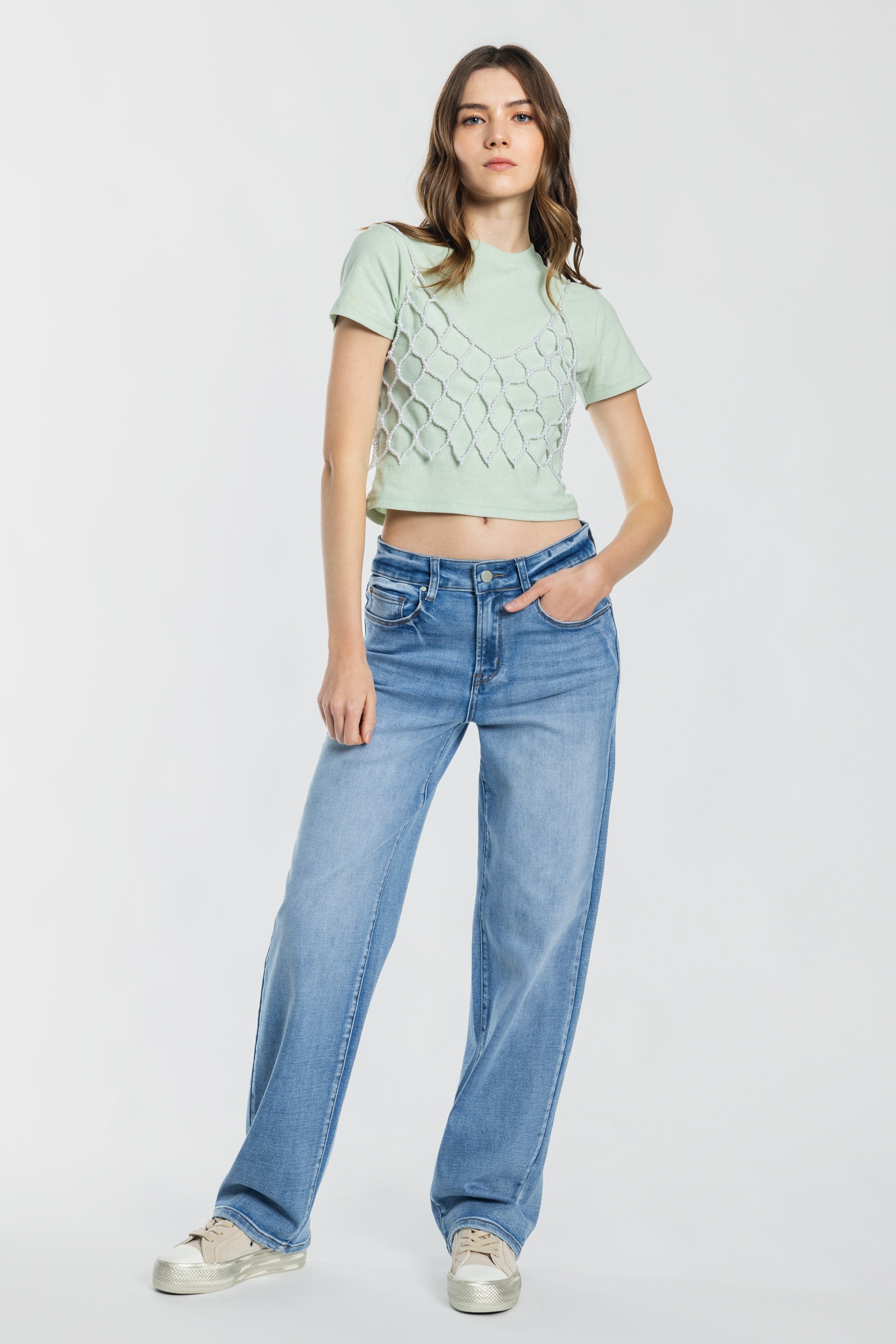 Mid Waist Loose Straight Jeans