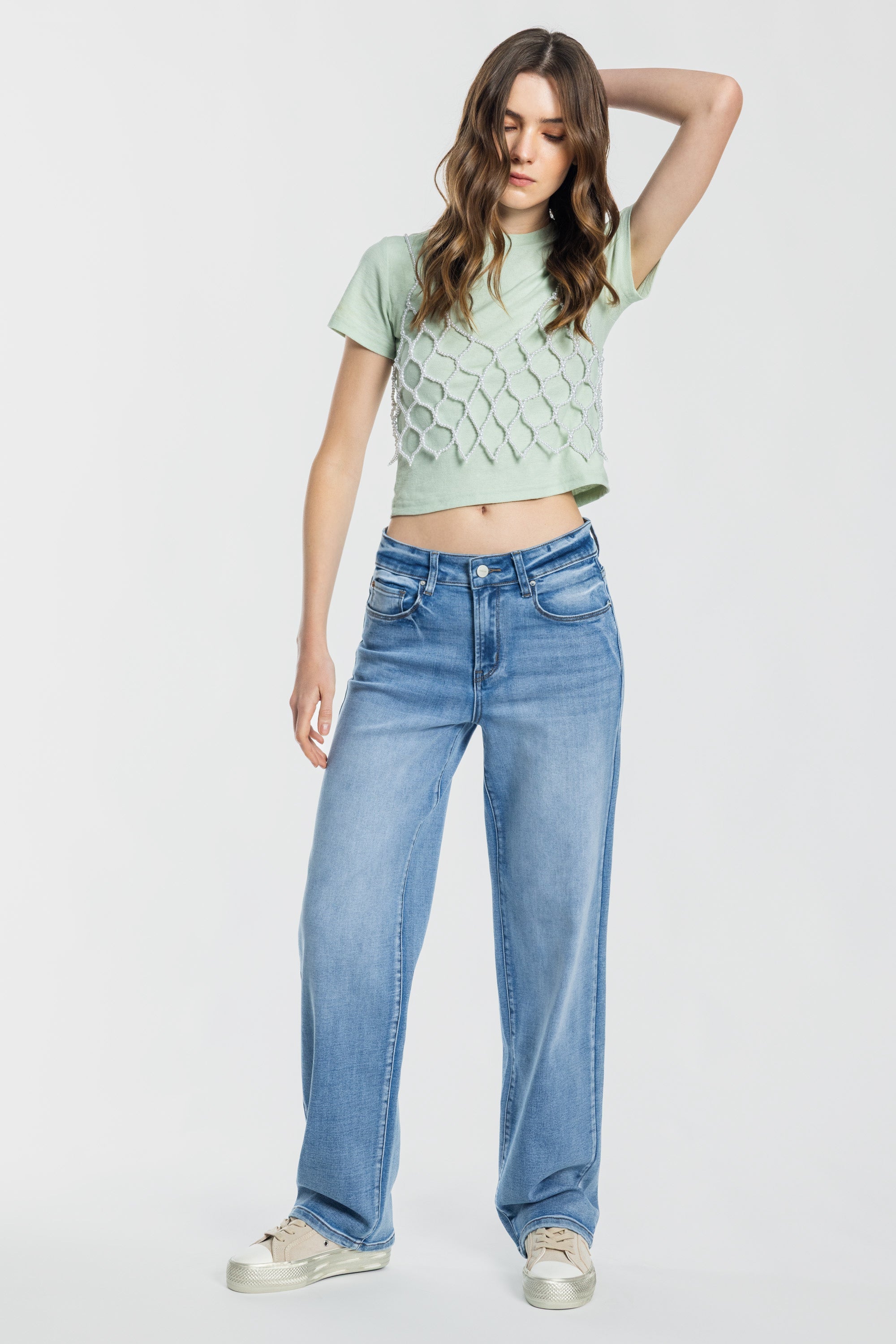 Mid Waist Loose Straight Jeans
