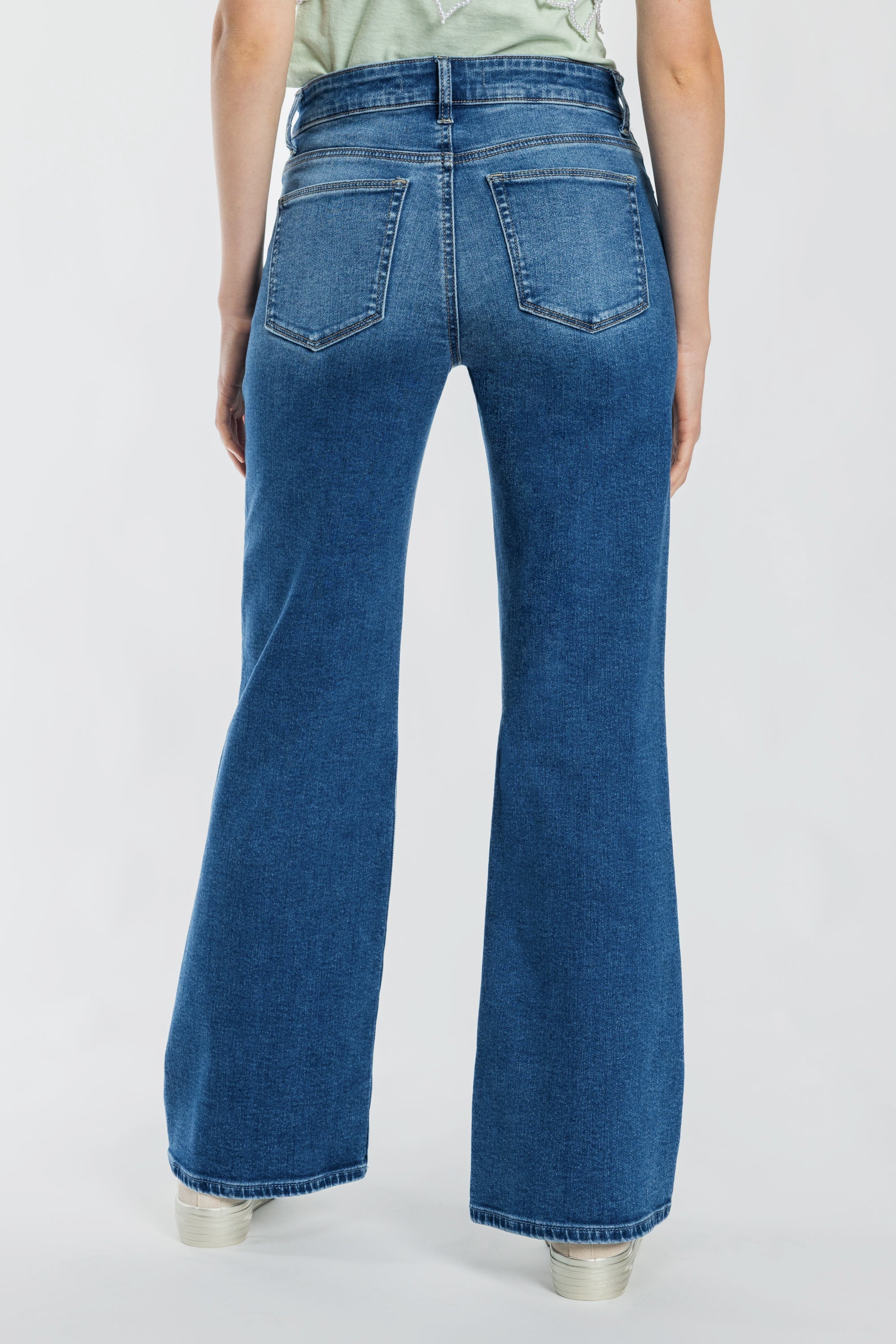 High Rise Destructed Wide Leg Jeans