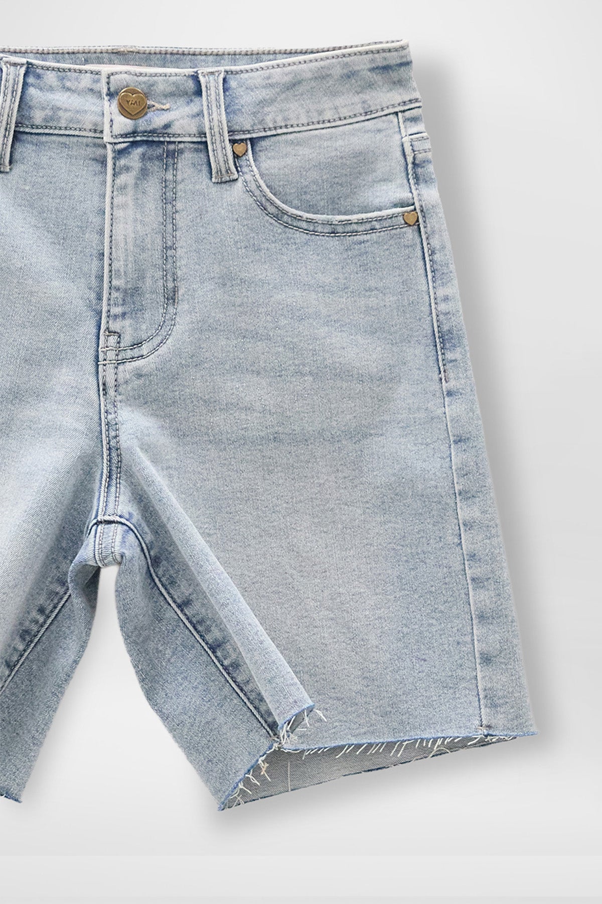 Girls Raw Hem Jort Denim Shorts