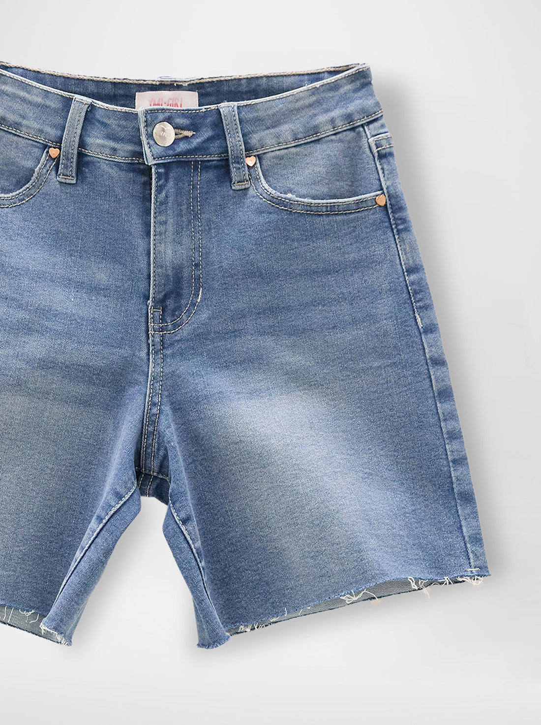 Girls Raw Hem Jort Denim Shorts