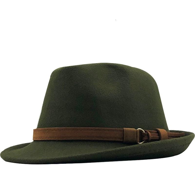 Unisex Vintage Fedora Hat with Belt Buckle Autumn Winter