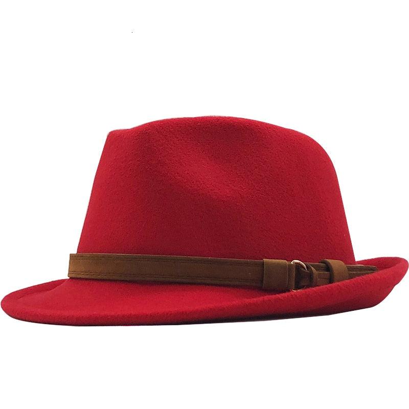 Unisex Vintage Fedora Hat with Belt Buckle Autumn Winter