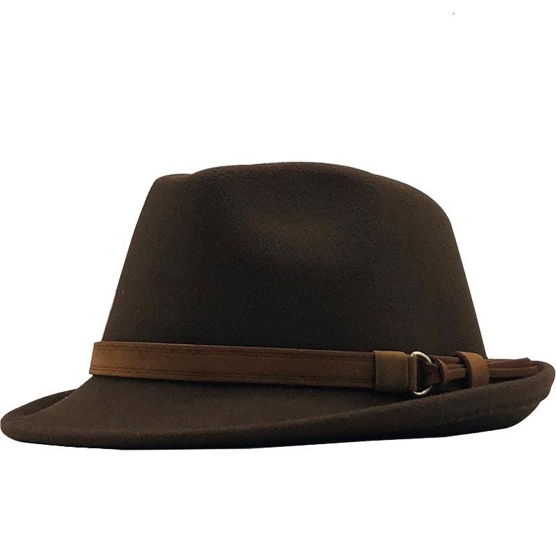 Unisex Vintage Fedora Hat with Belt Buckle Autumn Winter