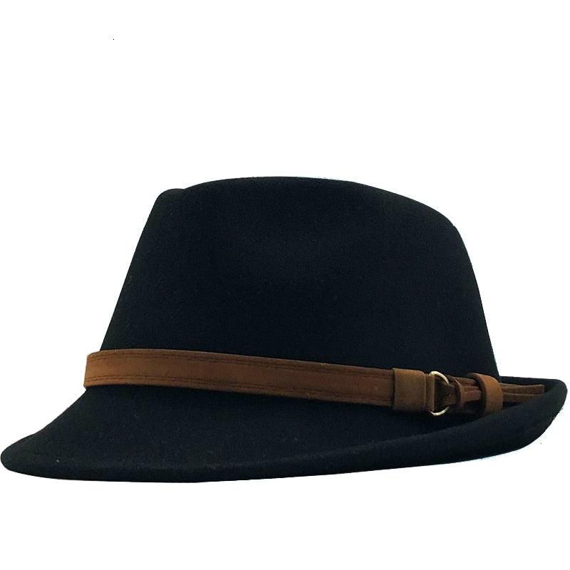 Unisex Vintage Fedora Hat with Belt Buckle Autumn Winter