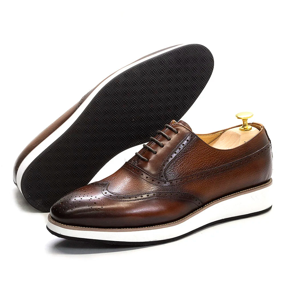 Real Leather Handmade Men's Shoes Dress Casual Spring Lace up Sports