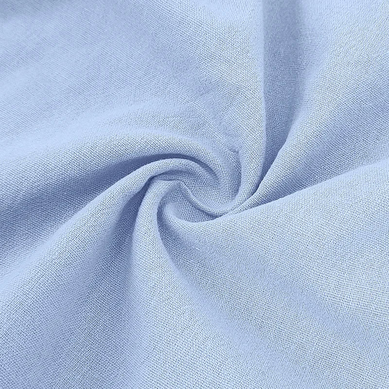 Summer Men's Beaded Loose Casual Linen Breathable Hawaiian Simple Long Sleeve Shirt Beach Shorts Set