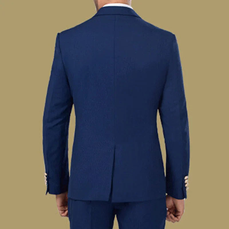 Men Double Breasted Business Formal Suits Two Piece Peaked Lapel Custom Made Groomsmen Wedding Tuxedos Jacket+ Pants