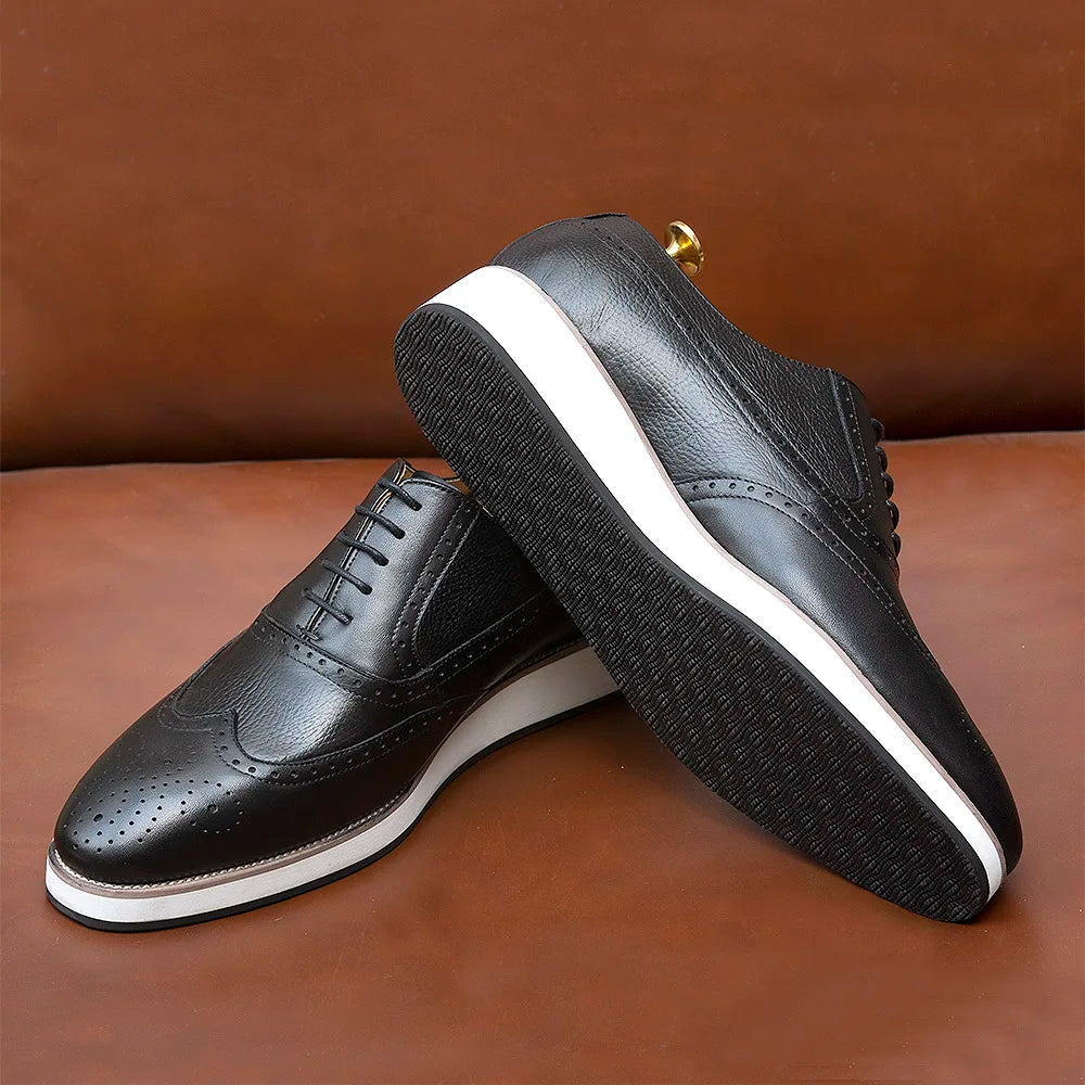 Real Leather Handmade Men's Shoes Dress Casual Spring Lace up Sports