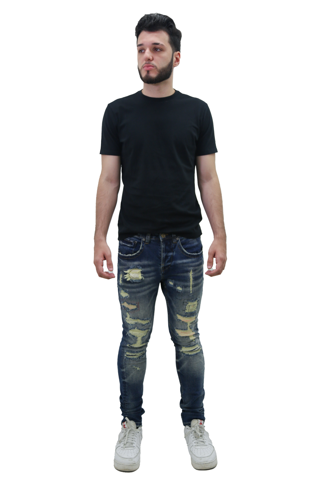 RIPPED MID-RISE SKINNY JEANS
