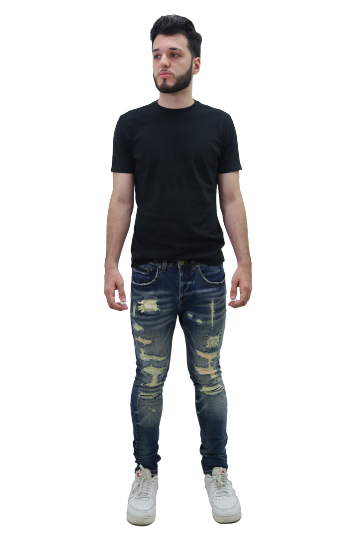 RIPPED MID-RISE SKINNY JEANS