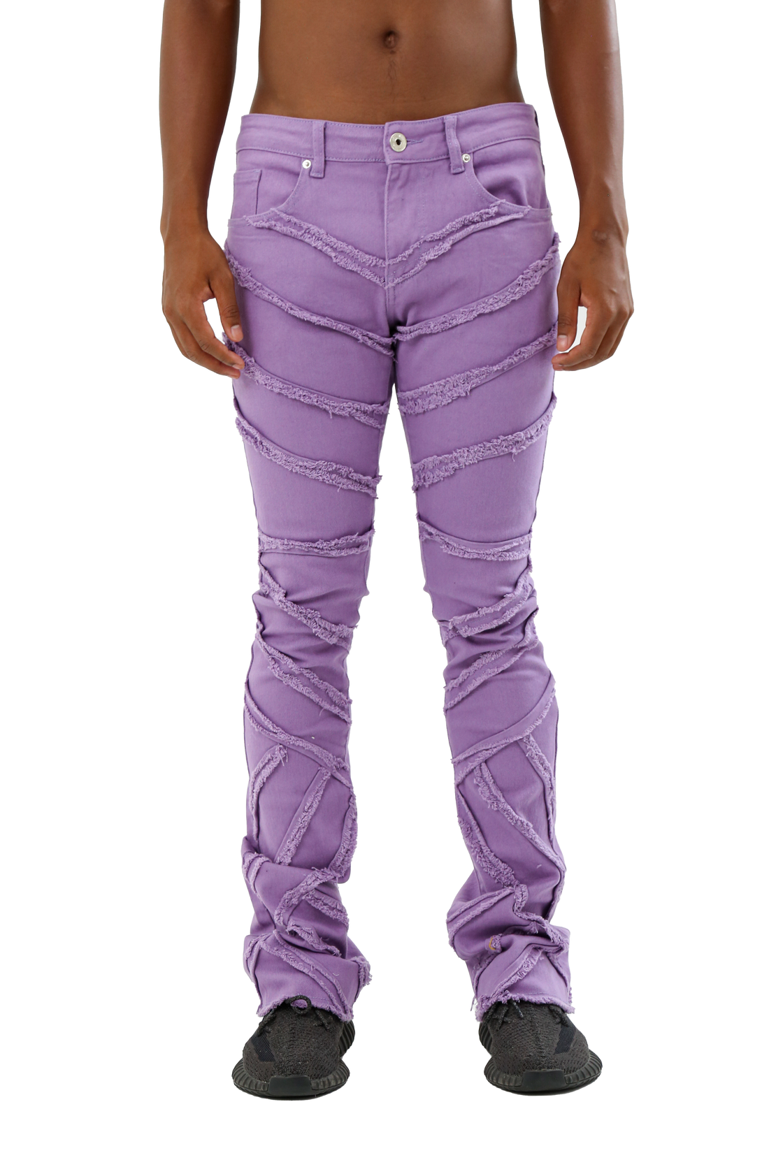 AJS410 SHREDDED STACKED JEANS