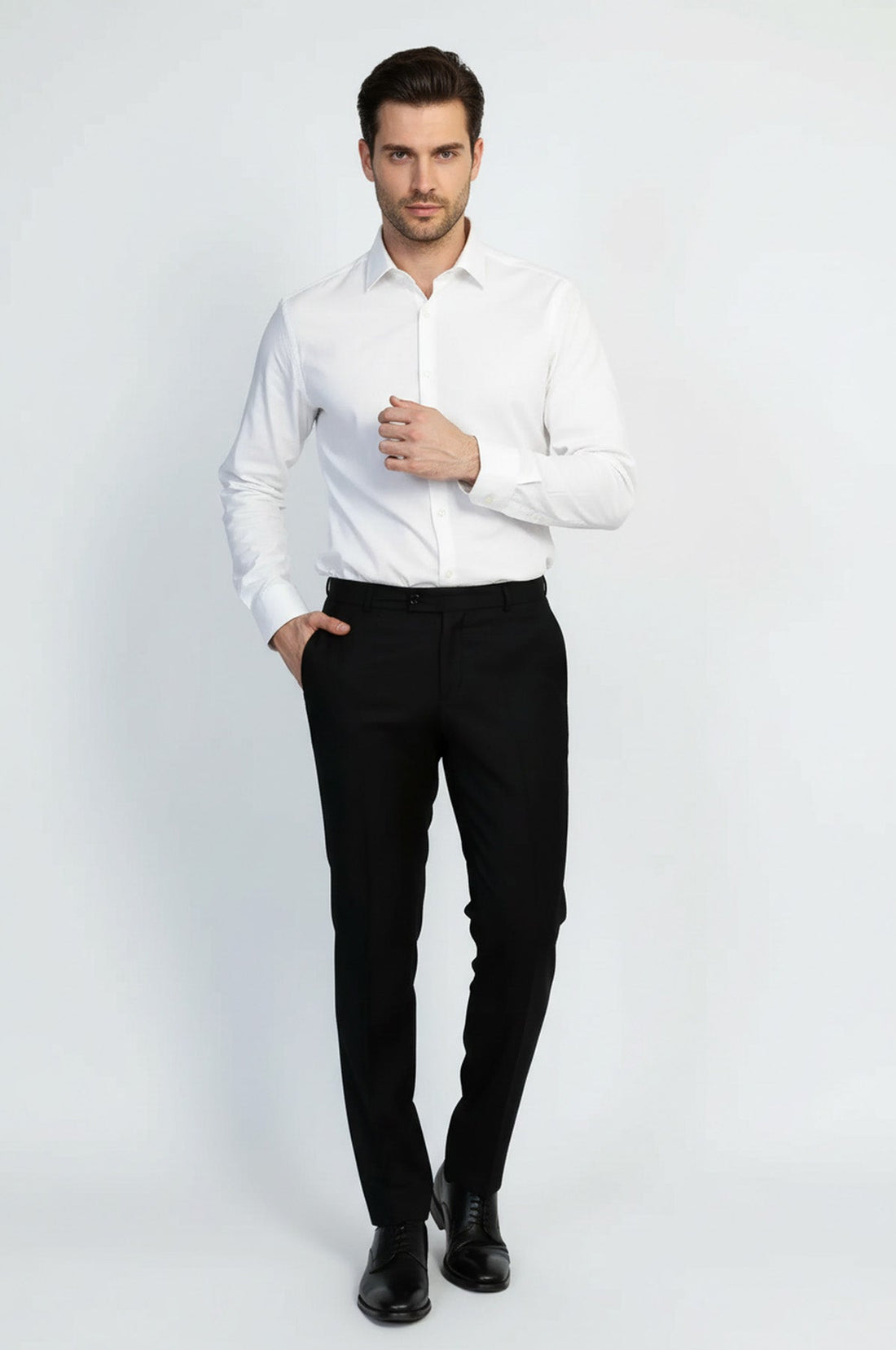 Black Classic  Solid Fabric Trousers – Wessi