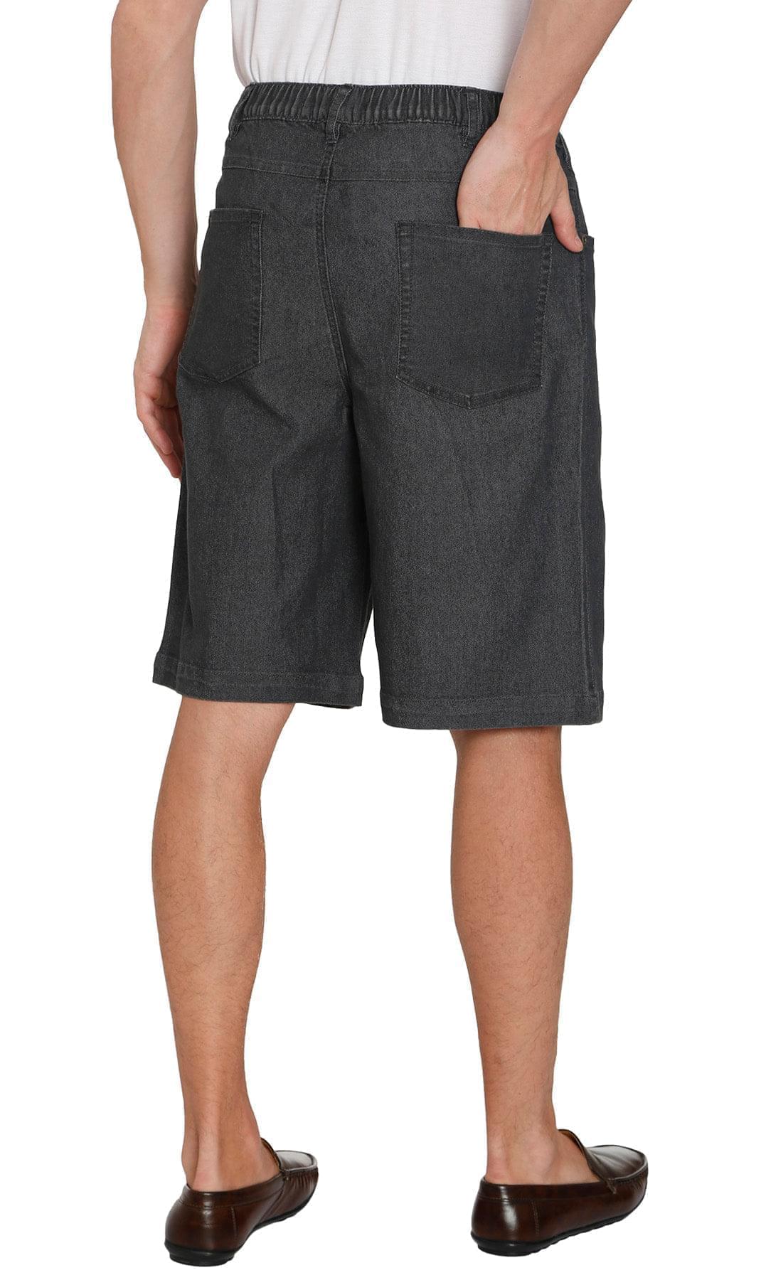 Men's Pull-On Stretch Denim and Twill Shorts — Elastic Waist No Zipper