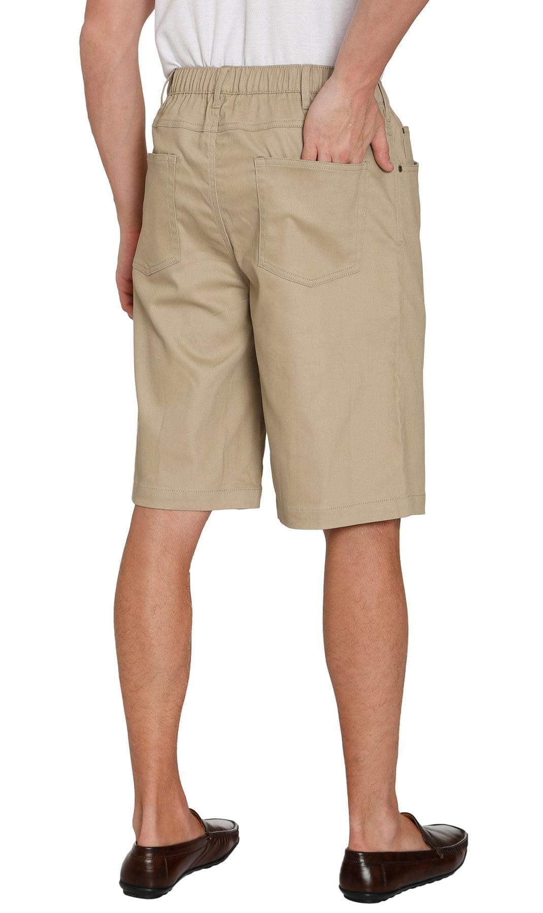 Men's Pull-On Stretch Denim and Twill Shorts — Elastic Waist No Zipper