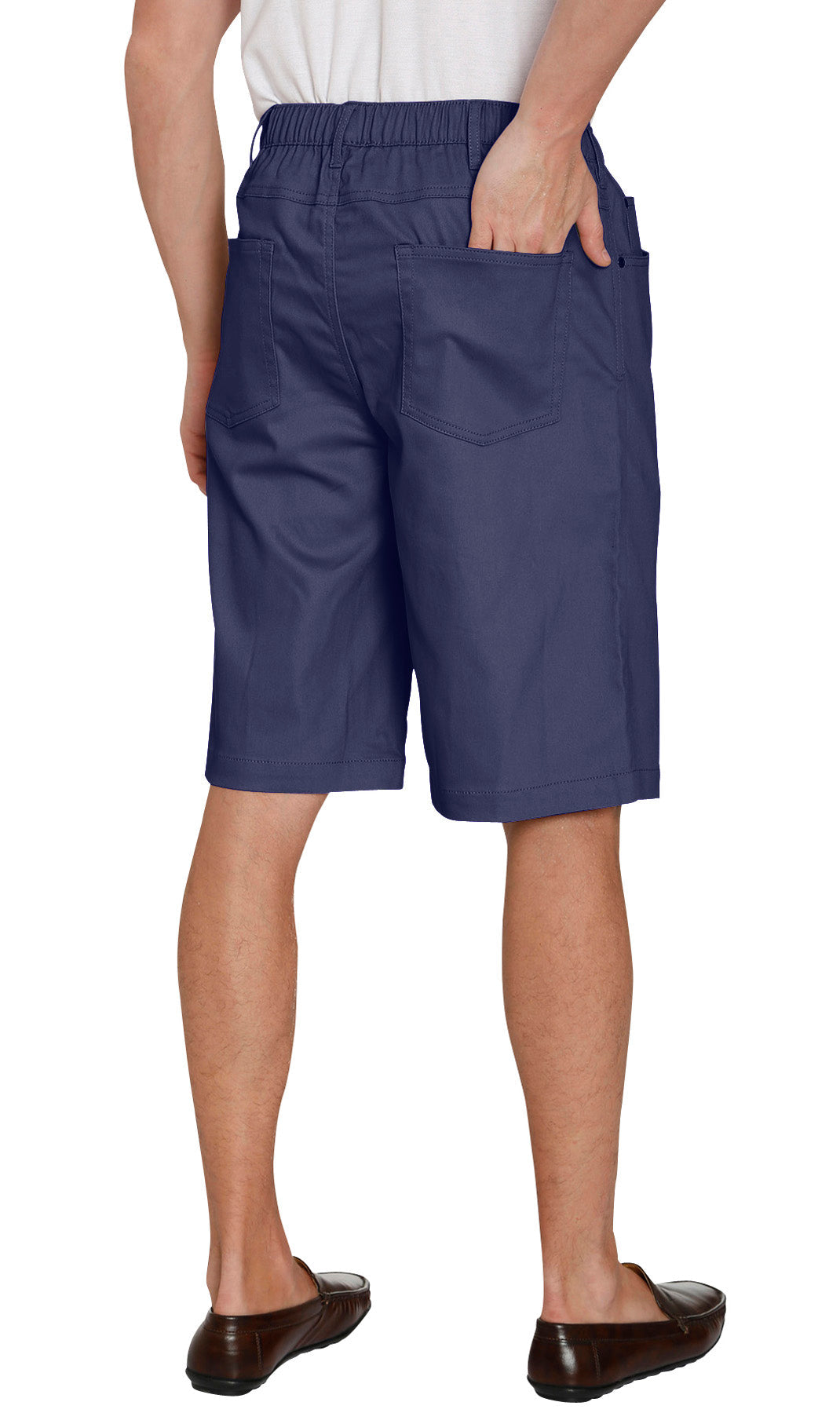 Men's Pull-On Stretch Denim and Twill Shorts — Elastic Waist No Zipper