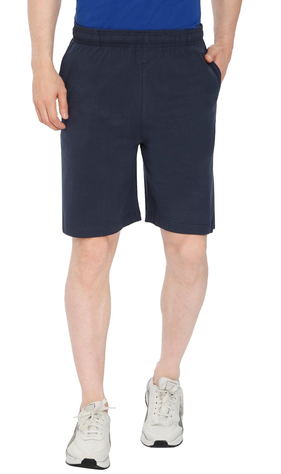 Men's 100% Cotton Knit Shorts — Elastic Waist with Inner Drawstring