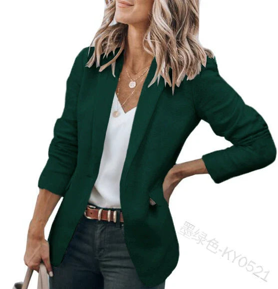 Women's Solid Color One-Button European and American Jacket Suit Collar