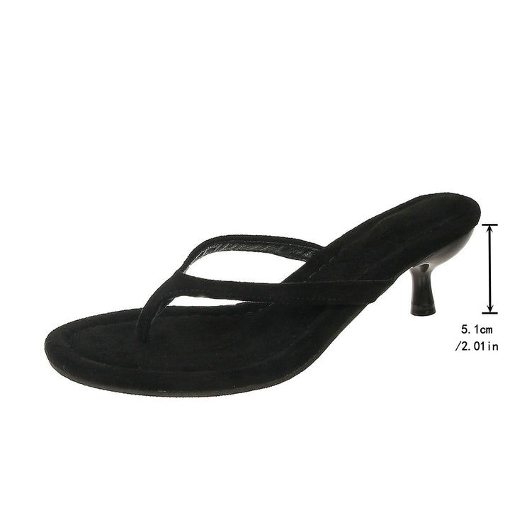 Suede Stiletto Heel Flip Flops Women Summer Suede High Heel Sandals