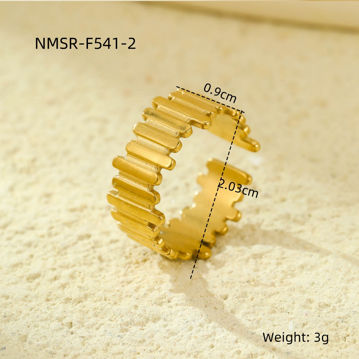 Stainless Steel Geometric Hollow Cutout Multi Layer Open Ring