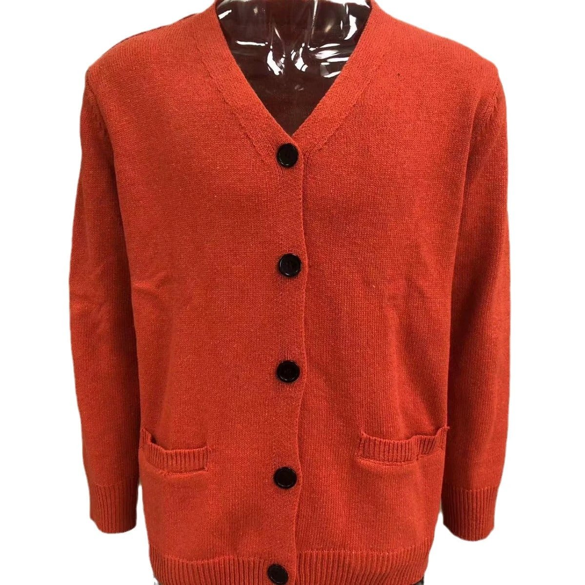 Men's Double-sided Pocket Knitwear V-neck Long Sleeve Slim Cardigan Sweater