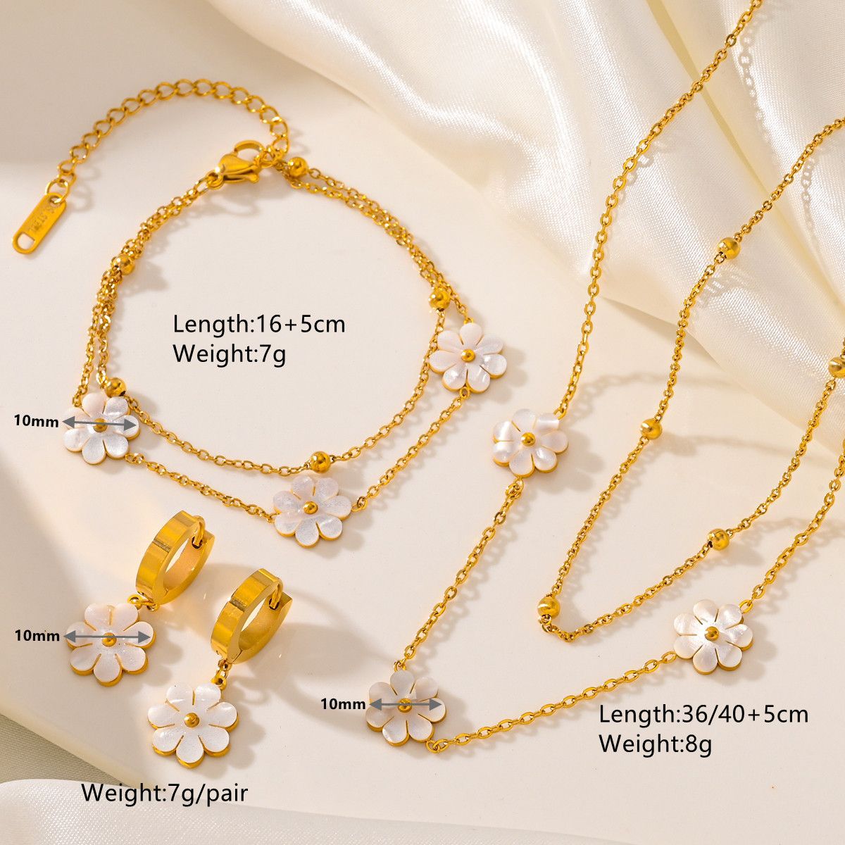 Stainless Steel Daisy Jewelry Set