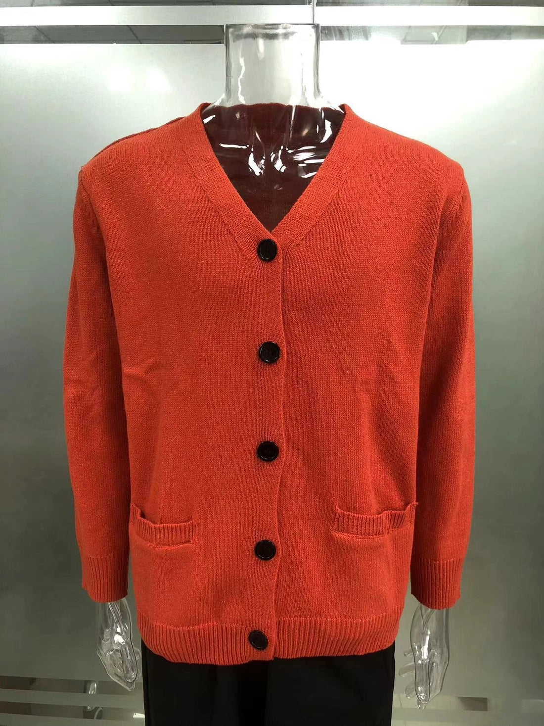 Men's Double-sided Pocket Knitwear V-neck Long Sleeve Slim Cardigan Sweater