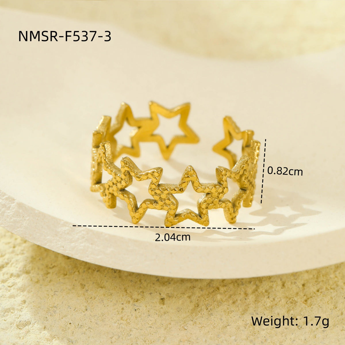 Stainless Steel Geometric Hollow Cutout Multi Layer Open Ring