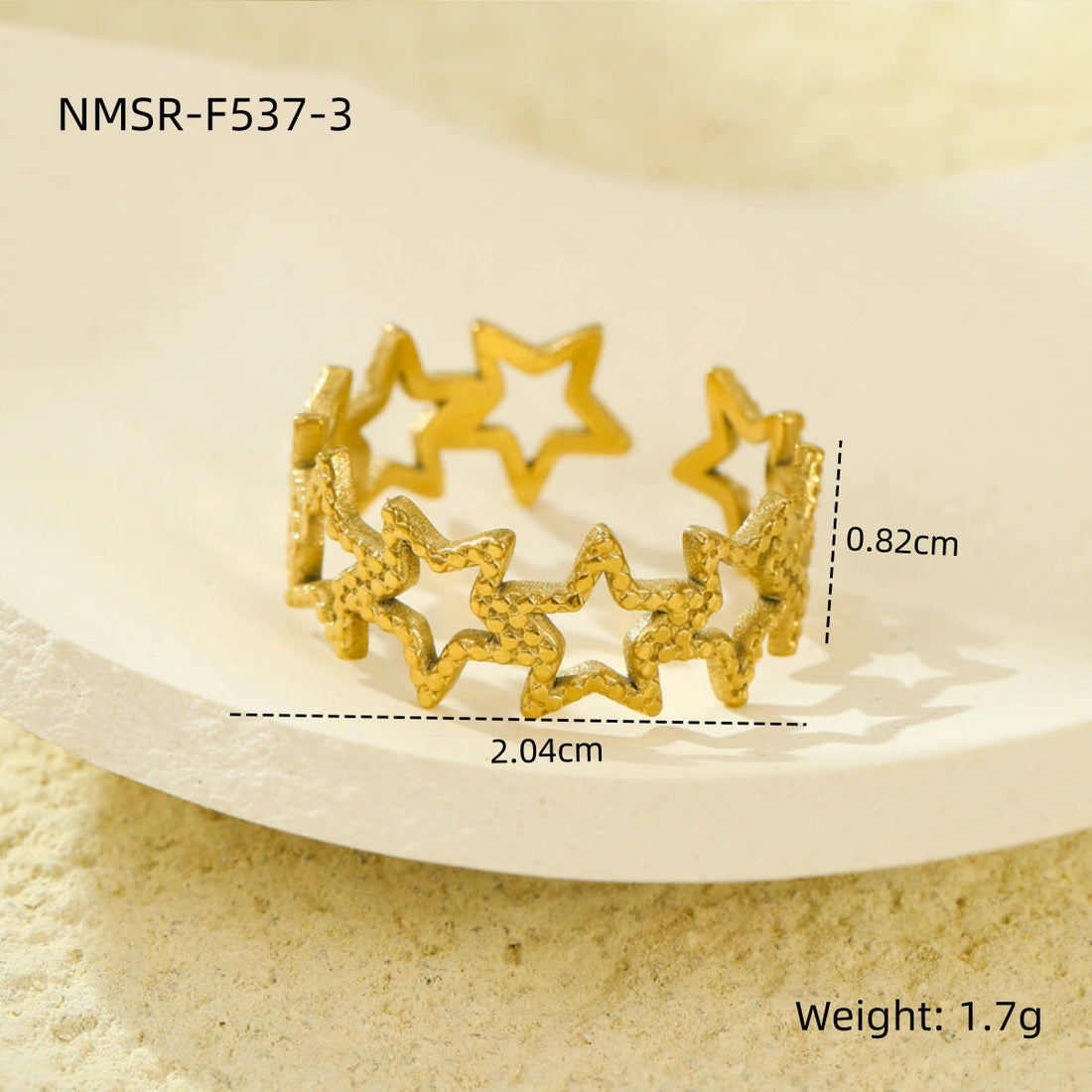 Stainless Steel Geometric Hollow Cutout Multi Layer Open Ring