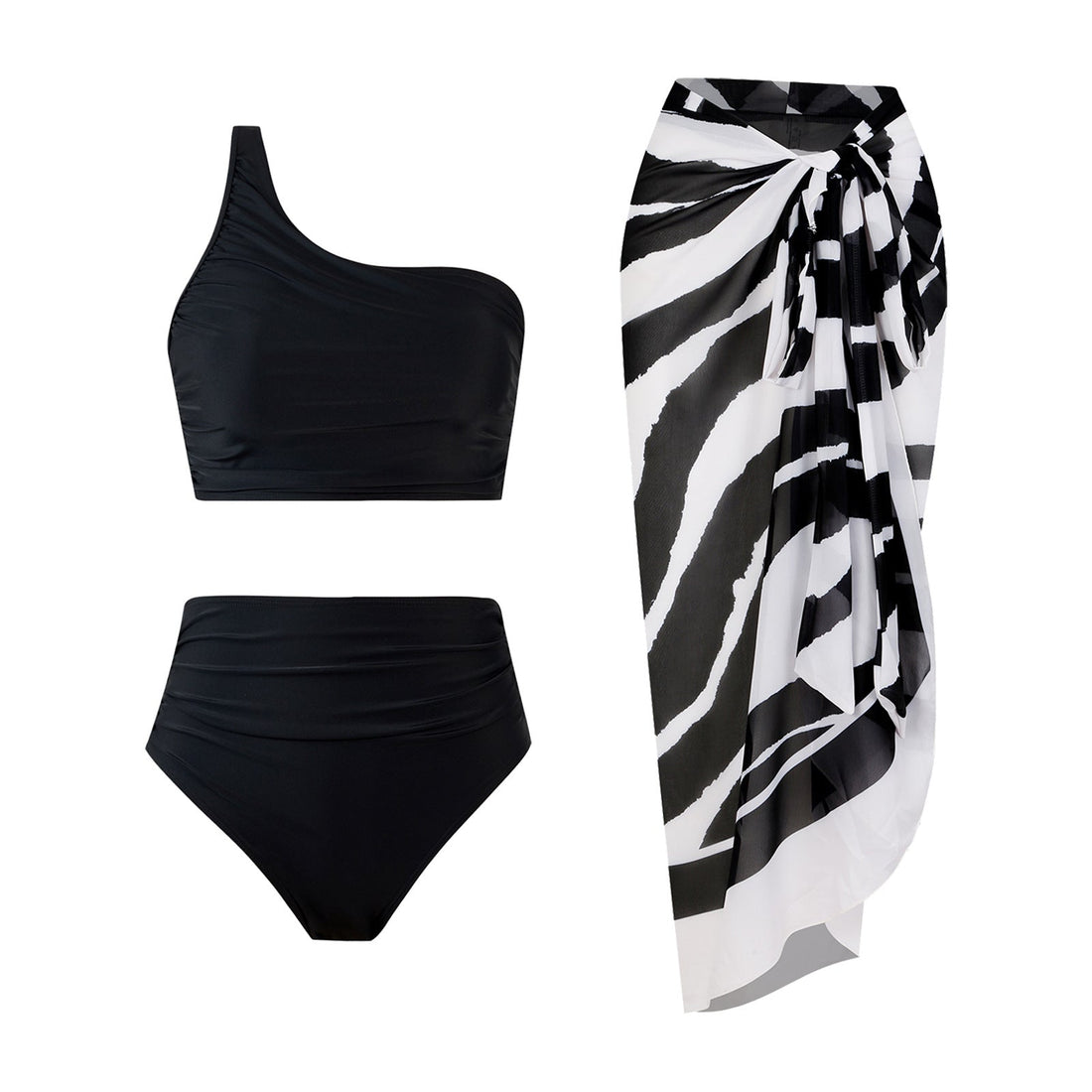 High Waist Solid Color Bikini Swimsuit Women Split Swimsuit Bikini