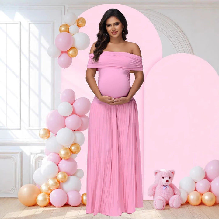 Summer New Off-shoulder Pleated Maternity Wedding Dress