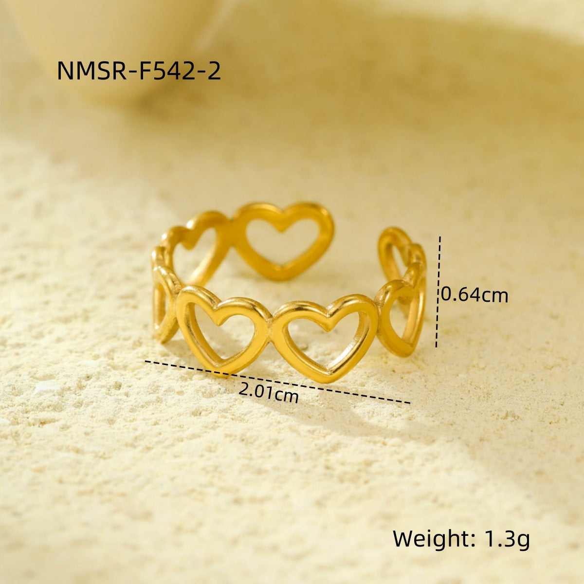 Stainless Steel Geometric Hollow Cutout Multi Layer Open Ring