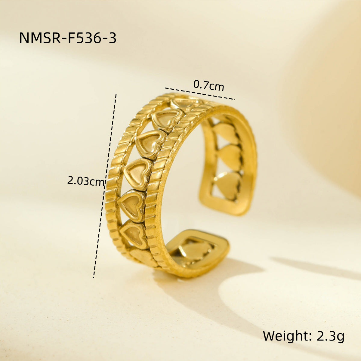 Stainless Steel Geometric Hollow Cutout Multi Layer Open Ring
