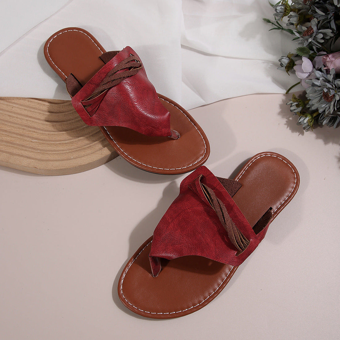 Retro Flip Flops Women Summer Flip Flops Comfortable Outdoor Lightweight Beach Sandals